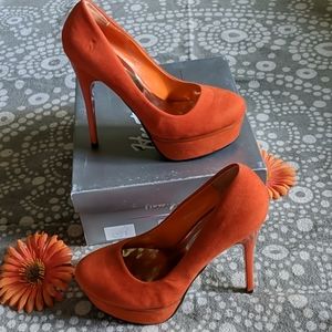 🆕 Herstyle Vicious Orange Platform Stilettos Sz 7